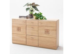 4251581537881 - Lomadox - Modernes Wohnzimmer Sideboard BADALONA-05 in Eiche Bianco massiv Fronten abgerundet - b h t 165 92 44cm - braun