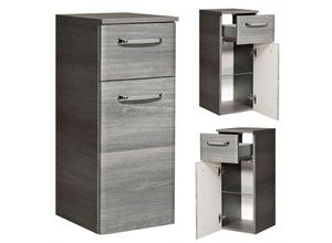 4251581541338 - Lomadox - Badezimmer Unterschrank mit Tür und Schubkasten ALINA-66 in Graphit Struktur b h t 30 72 33cm - grau