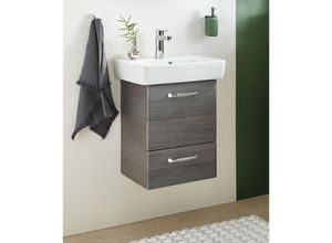 4251581541376 - Lomadox - Badezimmer Waschtisch ALINA-66 in Graphit Struktur Dekor inkl Waschbecken - b h t 50 64 39cm