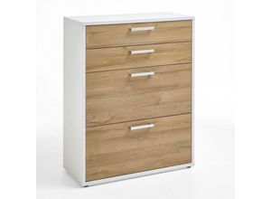 4251581541581 - Lomadox - Büro Aktenschrank COLUMBUS-10 in Brilliantweiß matt & Alteiche Nb mit Schubkasteneinsatz - b h t 89 1125 40cm - braun