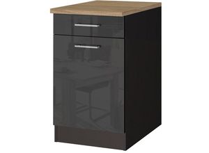 4251581543387 - Lomadox - Küchen-Unterschrank 50 MARANELLO-03 Anthrazit Hochglanz Breite 50 cm - grau