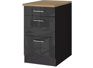 4251581543400 - Lomadox - Küchen-Auszugschrank 50 MARANELLO-03 Anthrazit Hochglanz Breite 50 cm - grau