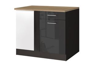 4251581543424 - Lomadox - Küchen-Eck-Unterschrank 110 MARANELLO-03 Anthrazit Hochglanz Breite 110 cm - grau