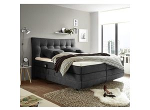 4251581545008 - Lomadox - Boxspringbett 180x200 cm MALIBU-09 in Soro 97 anthrazit - anthrazit