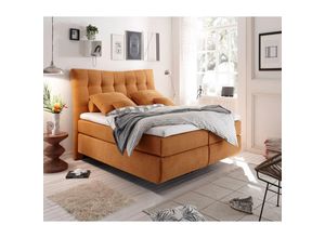 4251581545039 - Lomadox - Boxspringbett 180x200 cm MALIBU-09 in Soro 41 safran - gelb