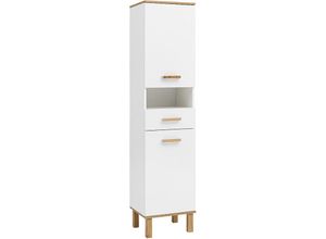 4251581548689 - Hochschrank PASSAU-04 in weiß Glanz-Eiche-Landhaus weiß Glanz b h t ca 404 1785 35cm