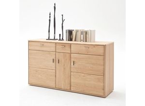 4251581548863 - Lomadox - Sideboard TIJUANA-05 Wohnzimmer Anrichte aus massiver Eiche Bianco - b h t 154 89 45cm - braun