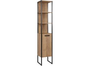 4251581549952 - Lomadox - Hochschrank Industrial-Design MANHATTAN-56 in Gold Craft Oak schwarz b h t ca 35 185 33cm - schwarz