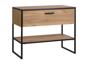 4251581549976 - Lomadox - Waschbeckenunterschrank Industrial-Design MANHATTAN-56 in Gold Craft Oak schwarz b h t ca 90 75 50cm - schwarz