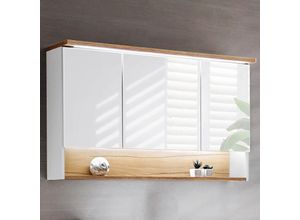 4251581551337 - Lomadox - Badezimmer 120cm LED-Spiegelschrank BERMUDA-56 in weiß mit WotaneicheB H T 120 69 25cm - weiß