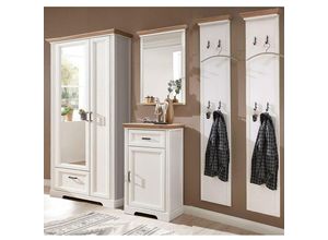 4251581552235 - Lomadox - Landhaus Garderobenmöbel Set JÜLICH-36 in Pinie weiß Artisan Eiche b h t ca 280 204 41 cm - weiß