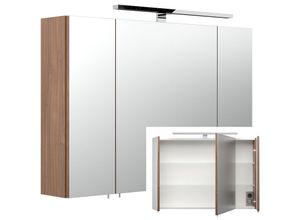 4251581552839 - Lomadox - Spiegelschrank 90cm Walnuss NbRIMAO-100 mit LED-Beleuchtung b h t ca 90 62-67 17 cm