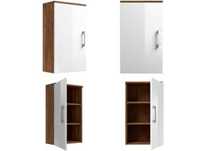 4251581553201 - Badezimmer Hängeschrank RIMAO-100 Hochglanz weiß Walnuss Nb b x h x t ca 40 x 68 x 20 cm - weiß