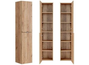 4251581554048 - Badezimmer Hochschrank TOSKANA-56 in Wotaneiche Nb B H T ca 35 170 33cm - braun