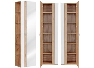 4251581554086 - Lomadox - Badezimmer Hochschrank mit Spiegel TOSKANA-56 in Weiß-Hochglanz b h t ca 45 170 33cm - weiß