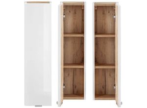 4251581554093 - Lomadox - Badezimmer Hängeschrank TOSKANA-56 in Weiß-Hochglanz b h t ca 20 75 16cm - weiß