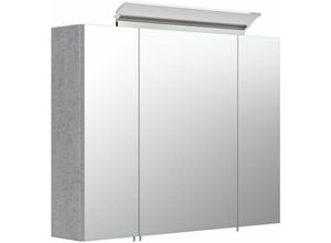 4251581554604 - Badezimmer Spiegelschrank 80cm in Beton-Optik ABUJA-02 inkl LED-Acryllampe b h t 80 62 17cm - grau