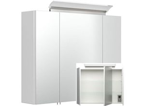 4251581554642 - Badezimmer Spiegelschrank 80 cm inkl LED-Acryllampe ABUJA-02 in weiß Hochglanz b h t 80 62 17cm - weiß