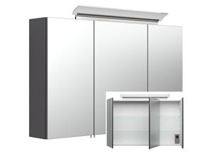 4251581554680 - Badmöbel Spiegelschrank 100cm in anthrazit ABUJA-02 inkl LED-Acryllampe B H T 100 62 17cm