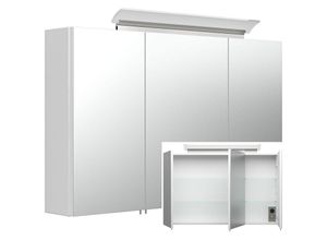 4251581554697 - Lomadox - LED-Spiegelschrank 100cm in Hochglanz weiß ABUJA-02 inkl LED-Acryllampe b h t 100 62 17cm - weiß