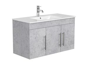 4251581556332 - Lomadox - Badezimmer Waschtisch 100cm TABRIS-02 - in Beton-Optik grau mit Mineralgussbecken - b h t 100 56 46cm - grau