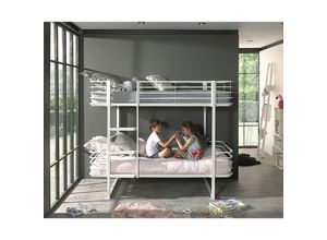 4251581559593 - Lomadox - Kinder- Etagenbett Metall OSAKA-12 weiß - b h t 205 166 99cm - weiß