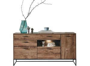 4251581570178 - Lomadox - Industrial Design Sideboard in Haveleiche Cognac mit graphit MINNEAPOLIS-55 inkl LED-Beleuchtung b h t ca 175 91 48 cm - braun