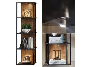 4251581570291 - Lomadox - Industrial Wandregal in Haveleiche Cognac mit graphit MINNEAPOLIS-55 inkl LED-Beleuchtung b h t ca 35 128 28cm - braun