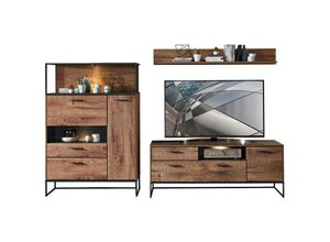 4251581570352 - Lomadox - Moderne TV-Wohnwand im Industrial-Design MINNEAPOLIS-55 in Haveleiche Cognac Dekor mit Matera anthrazit b h t ca 269 165 48 cm - braun