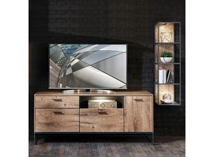 4251581570369 - Lomadox - TV-Media Wohnwand MINNEAPOLIS-55 im Industrial-Design in Haveleiche Cognac mit Matera anthrazit b h t ca 240 165 48 cm - braun