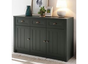 4251581570659 - Landhaus Anrichte Sideboard 3-türig ATHEN-61 in edlem englisch-grün - b h t 130 86 43 cm - grün