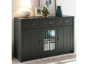 4251581570666 - Lomadox - Landhaus Anrichte Sideboard ATHEN-61 in englisch grün inkl Beleuchtung b h t 130 86 43 cm - grün