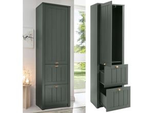 4251581570741 - Lomadox - Garderobenschrank im Landhausstil ATHEN-61 geräumig & in edlem grün - b h t 60 204 43 cm - grün