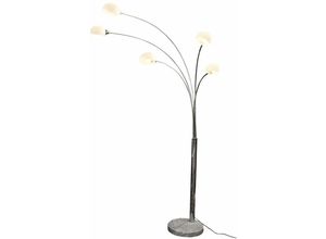 4251581573377 - Lomadox - Stehlampe silber weiß Glas Marmorfuß b t h 122 38 208cm - weiß 4251581573377 - Lomadox - Stehlampe silber weiß Glas Marmorfuß b t h 122 38 208cm - weiß