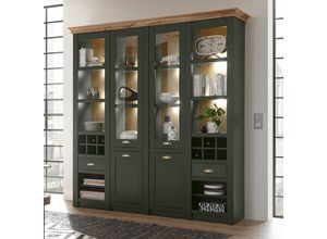 4251581575531 - Lomadox - Buffetschrank im Landhausstil CINCINNATI-61 in grün mit Wotaneiche inkl led b h t 194 207 45cm - braun