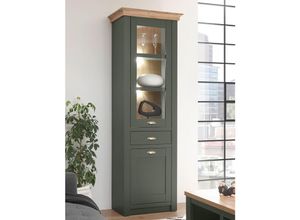 4251581575623 - Lomadox - Vitrine im Landhausstil CINCINNATI-61 grün mit Wotaneiche b h t 68 207 45cm