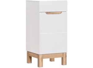 4251581576019 - Lomadox - Waschtischunterschrank 40 cm SOLNA-56 Hochglanz weiß mit Wotaneiche b x h x t ca 40 x 84 x 41cm - weiß