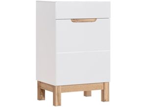4251581576026 - Lomadox - Waschtischunterschrank 50 cm SOLNA-56 Hochglanz weiß mit Wotaneiche b x h x t ca 50 x 84 x 39cm - weiß 4251581576026 - Lomadox - Waschtischunterschrank 50 cm SOLNA-56 Hochglanz weiß mit Wotaneiche b x h x t ca 50 x 84 x 39cm - weiß