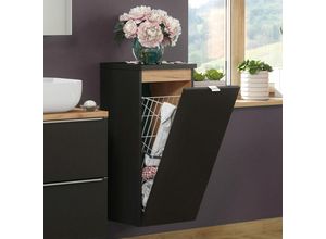 4251581576262 - Lomadox - Badezimmer Unterschrank mit Wäschekorb TOSKANA-BLACK-56 in seidenmatt anthrazit b h t ca 35 80 35cm - grau