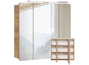 4251581577771 - Lomadox - Spiegelschrank 80 cm mit led Beleuchtung LUTON-56 Wotan Eiche Nb Nb b h t ca 80 75-80 16 cm