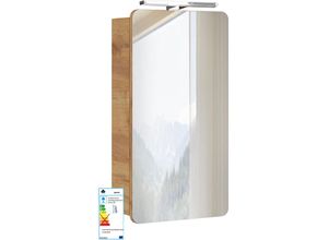 4251581577788 - Lomadox - Spiegelschrank 40 cm mit LED-Beleuchtung LUTON-56 Wotan Eiche NbNb b h t ca 40 75-80 16 cm