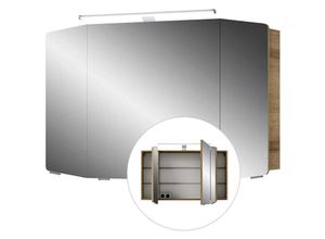 4251581578846 - Badmöbel Spiegelschrank 100cm CERVIA-66 in Riviera Eiche inkl LED-Beleuchtung B H T 100 67 17 cm - braun