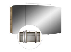 4251581578884 - Badezimmer Spiegelschrank 120cm in Riviera Eiche CERVIA-66 inkl LED-Beleuchtung b h t 120 67 17 cm - braun