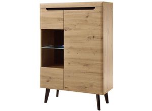 4251581580108 - Lomadox - Highboard im skandinavischem Design led TIROL-61 in Eiche Artisan Nachbildung Absetzung Schwarz b h t 90 134 40