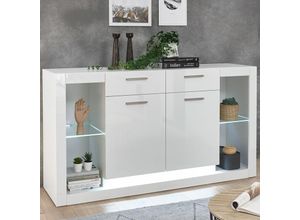 4251581585714 - Sideboard in Hochglanz weiß MAILAND-61 inkl LED-Beleuchtung B H T 150 83 43cm - weiß