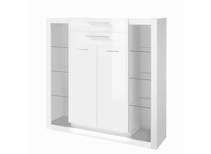 4251581585974 - Lomadox - Highboard Mailand-61 in Hochglanz Weiß - b h t ca 141 139 37 cm - weiß