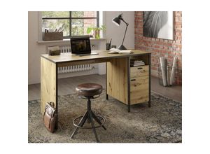 4251581586438 - Lomadox - Industrial Design Schreibtisch INDORE-10 in Artisan Eiche Nb Stahl dunkel b h t ca 135 755 60 cm - schwarz