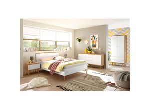 4251581586988 - Lomadox - Schlafzimmer Jugendzimmer Komplettset MAINZ-61 im Scandi-Look weiß matt mit Eiche Riviera - braun