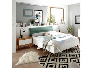4251581586995 - Jugendbett Set mit Nachttisch MAINZ-61 skandinavisches Design weiß matt Eiche Riviera und mint grün - braun 4251581586995 - Jugendbett Set mit Nachttisch MAINZ-61 skandinavisches Design weiß matt Eiche Riviera und mint grün - braun