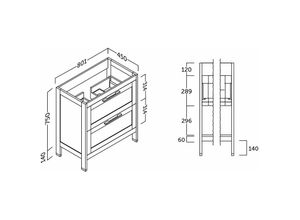 4251581589996 - Lomadox - Waschtisch-Unterschrank mit Keramik-Waschbecken TARIFA-110 Kiefer grau Landhaus b h t ca 81 89 45cm - grau